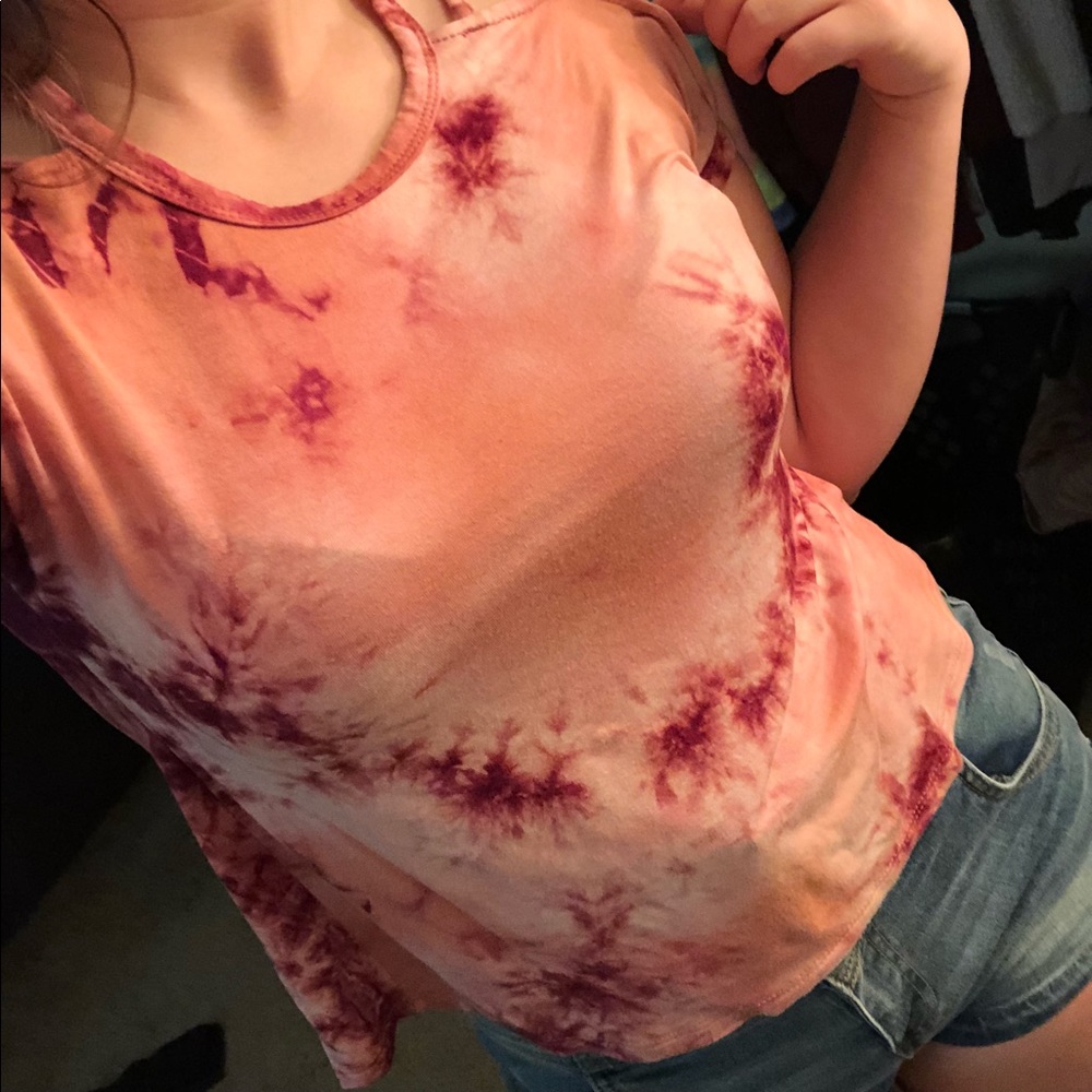 Tie Dye Top with Criss Cross Shoulders
